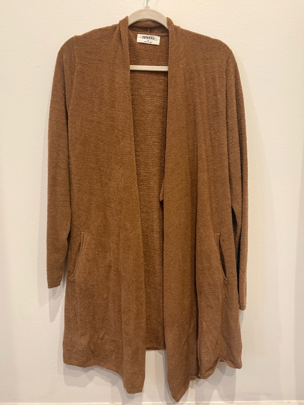 Zenana Open-Front Cardigan in Camel Brown